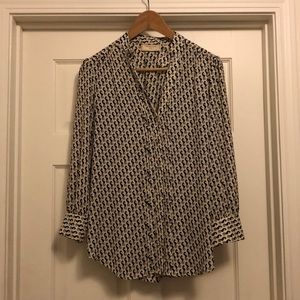 Anthropologie seahorse patterned l/s blouse